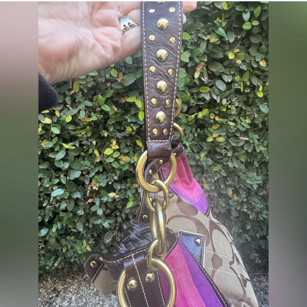 Coach Brown and Pink Signature Soho Shoulder Bag - Picture 8 of 13